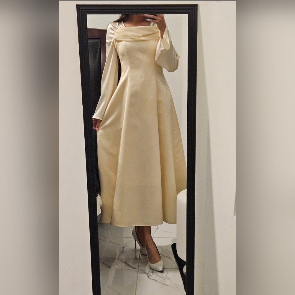 Michelangelo pastel yellow bridal dress